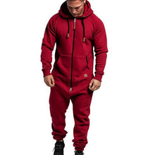 Cargar imagen en el visor de la galería, Fashionable Hooded Jumpsuit For Men, Full-Zip Sports Romper - Joggers + Hoodies
