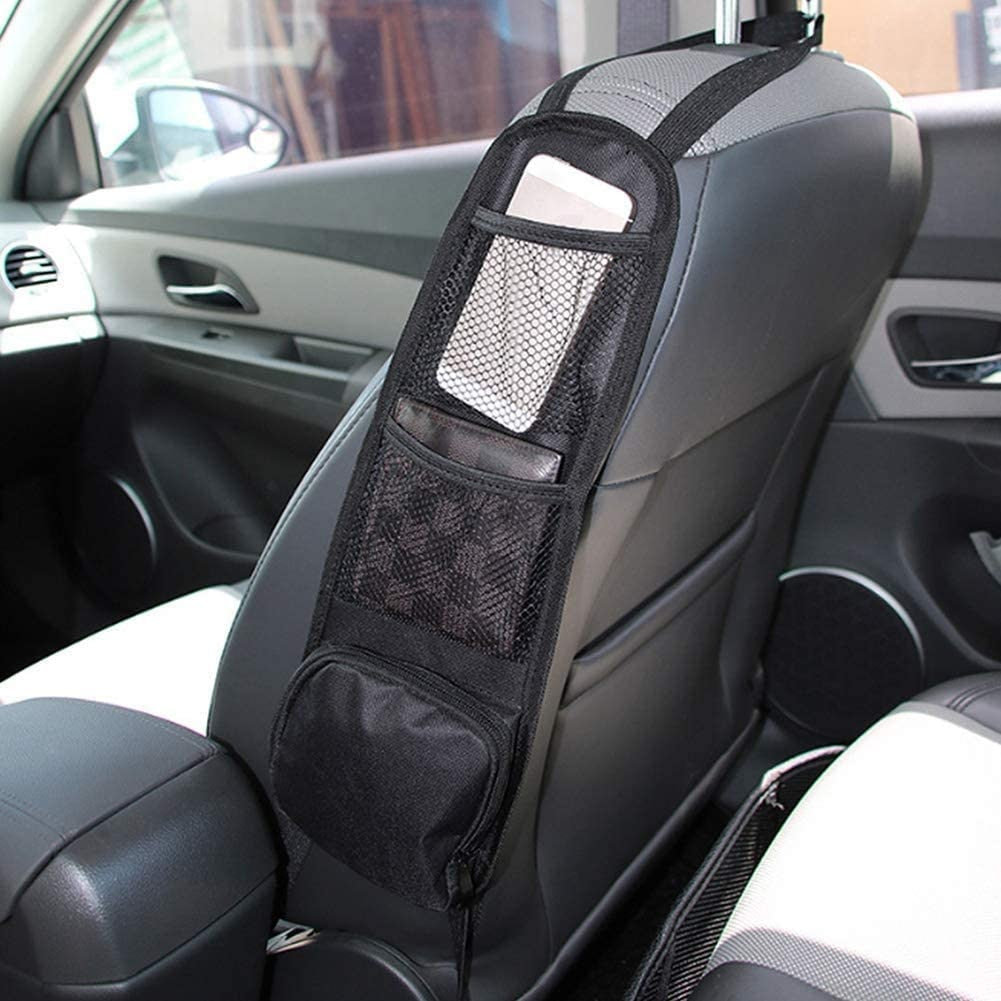 Luxury Car Seat Side Organizer, Net Organizer With 3 Pockets